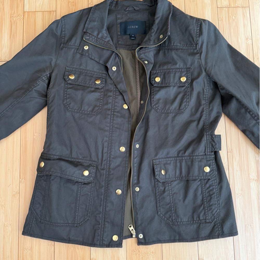 J. Crew Brown Utility Jacket with Structured Shape and Weather Resistant Fabric